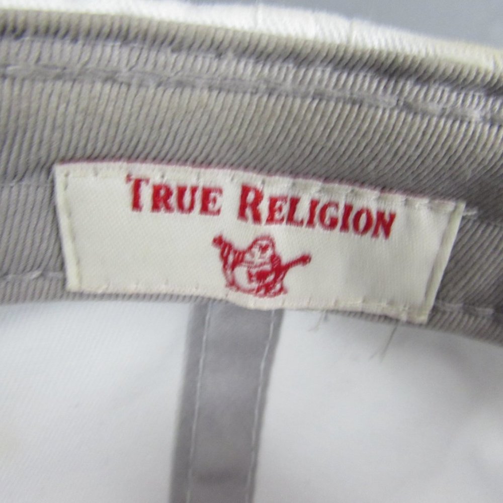 True Religion Horseshoe Patch Strapback Adjustable Hat White Distressed - Picture 6 of 7